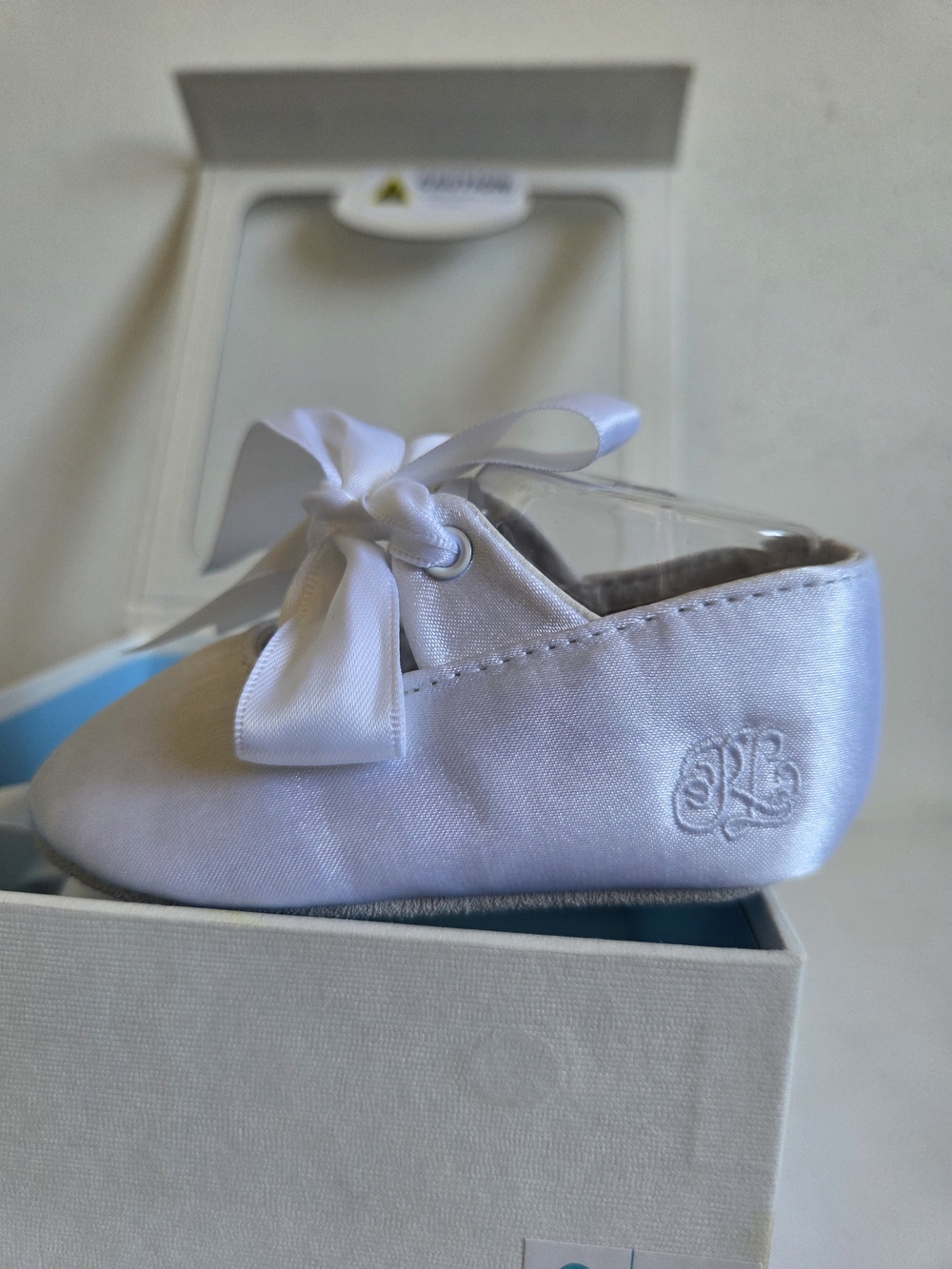 Ralph Lauren Layette Briley Infant Shoe Sz 2 Champagne Satin Lambskin New